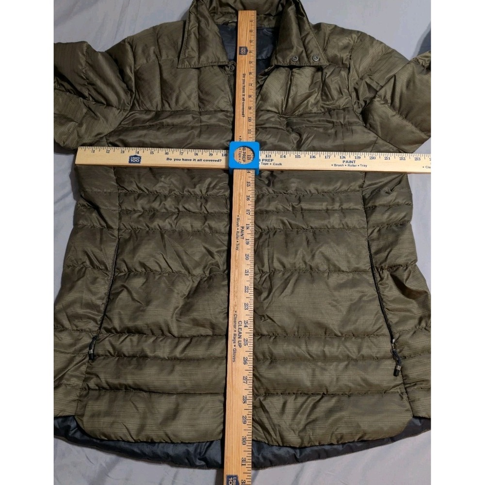 Nau Down Shirt Jacket Mens L Olive Green Goose Down Snap Puffer - Picture 7 of 8
